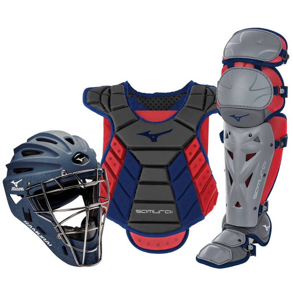 Womens Mizuno Samurai Boxed (13-14") Catchers Gear Set Navy/Red Philippines (LQERKF801)